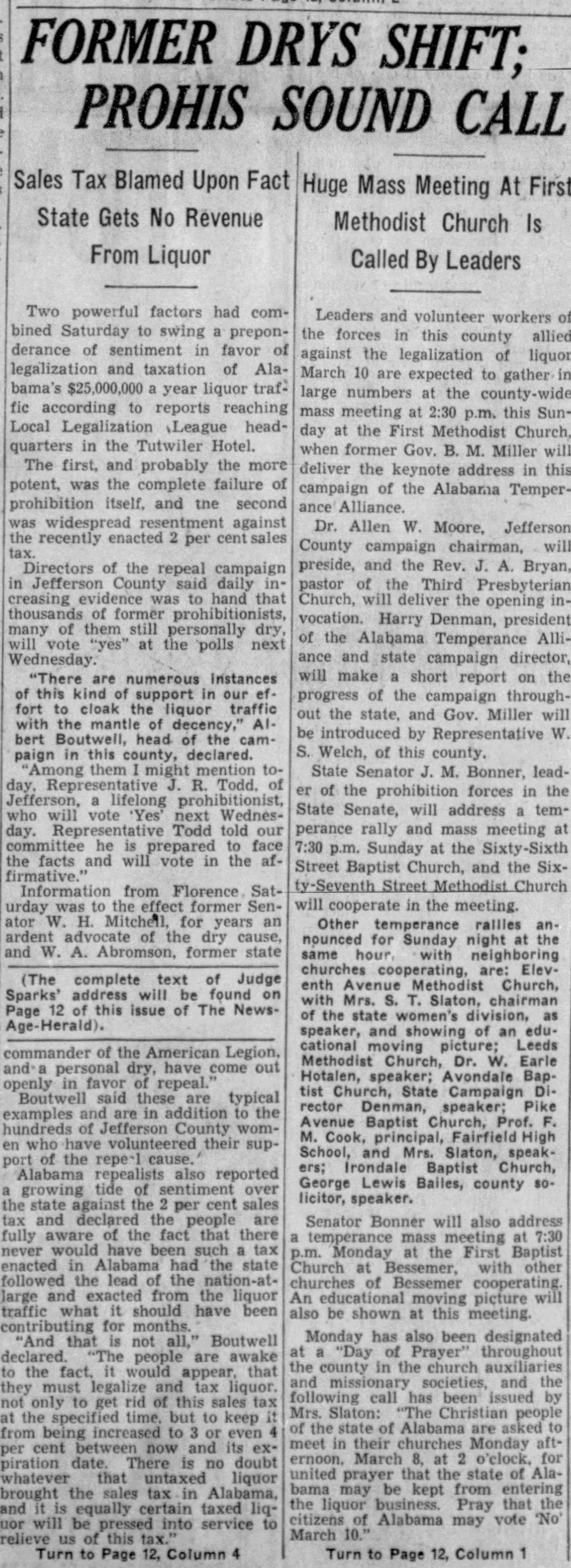 Former Drys Shift, Prohis Sound Call